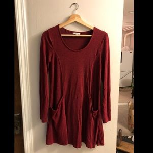 Z Supply deep red long sleeve dress